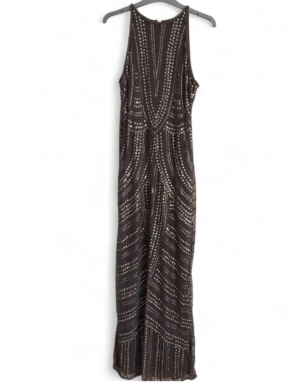 Pisarro Nights Black Maxi Dress with Silver Stud Detailing